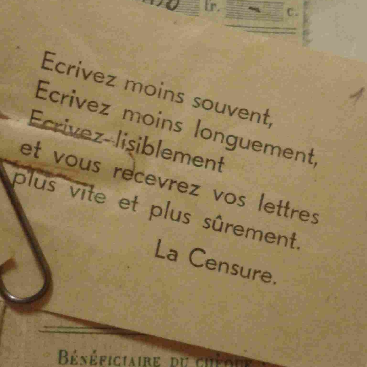censur Recommandation de la censure pour l'envoi de correspondance